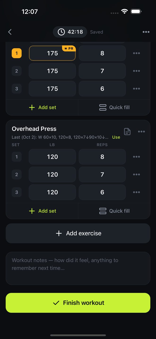 The bottom of a workout