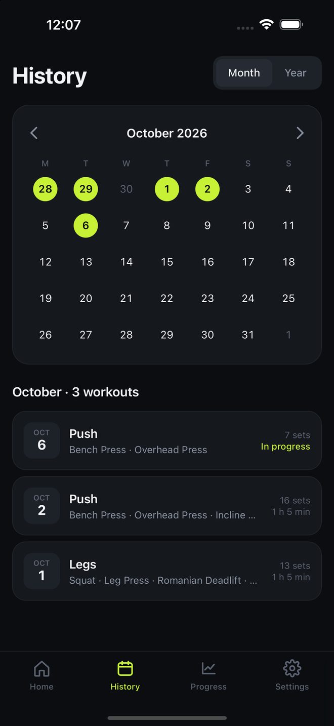 The Calendar tab in Month view